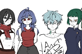 draw anime colored sketch or suprise me