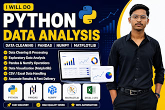 do python data analysis, data cleaning, pandas, numpy and matplotlib