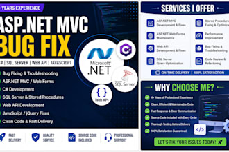 fix asp dot net mvc c sharp sql server bugs and web API issues