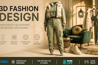 create high quality 3d model for second life