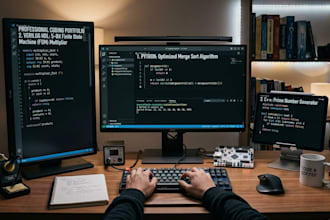 do c plus plus, python programming, and verilog coding tasks