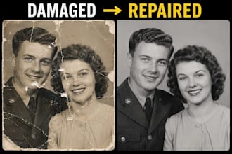 restore old damaged photos, repair scratches and tears