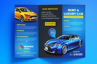 design a professional rent a car trifold brochure for your car rental business