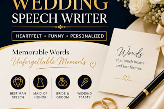 write a powerful best man, maid of honor, wedding speech and toast