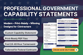 write and design government capability statement,business capability statement