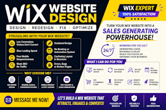 design wix website, wix booking, wix redesign, wix ecommerce that convert