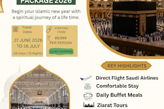 design a professional travel agency, flyer poster or social media post
