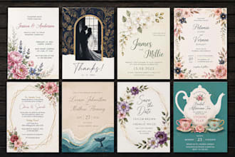 design elegant wedding invitations and save the date cards