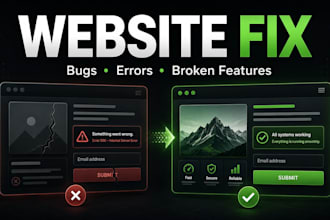 fix your website problems, bugs, errors or broken features
