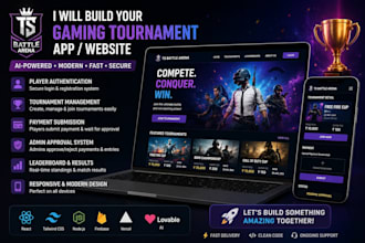 create a professional game tournament mobile app
