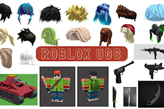 design custom 3d roblox ugc, hair models, accessories, ugc model roblox clothing