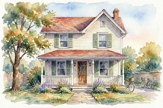 paint watercolor house portrait