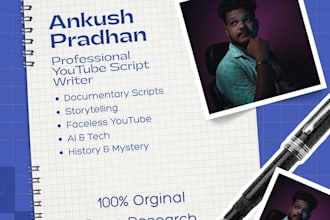 write engaging youtube documentary scripts in hindi or english