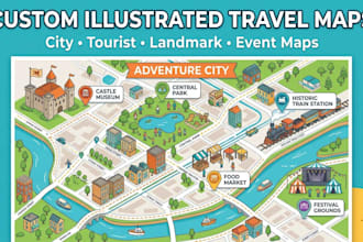 design custom illustrated travel maps, city maps and landmark maps