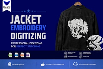 create professional jacket back embroidery digitising files