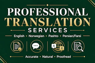 translate english, norwegian, pashto and persian