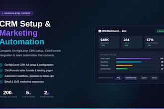 setup gohighlevel CRM, clickfunnels and automation