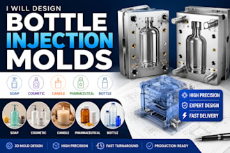 design bottle injection molds, soap, cosmetic, candle, pharmaceutical molds