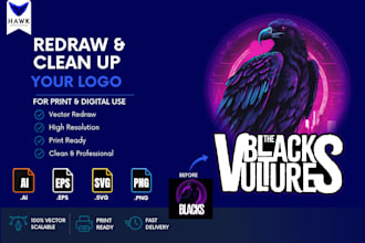 redraw and clean up your logo for printing ai eps svg