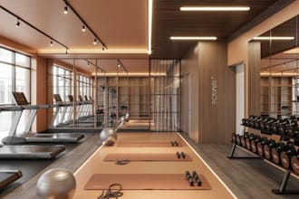 create 3d gym interior design and exterior design 3d rendering