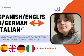 translate spanish, english, and german into italian