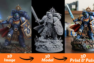 sculpt 3d miniature 3d warhammer 3d figurine tabletop, 2d to 3d, for 3d printing