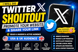 do twitter x promotion, website promotion, and social media shoutout