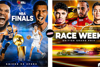 design high energy sports graphics for social media