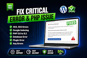 fix wordpress error, critical error, PHP issue and wordpress issues