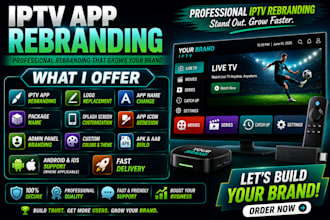 do custom logo iptv smarters, tivimate ibo player, wave app with app name change