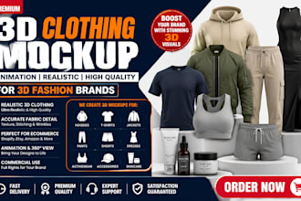 create 3d clothing mockup animation 3d realistic clothings for 3d fashion brands