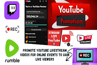 promote youtube livestream videos for online events to gain live viewers