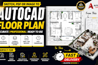 convert PDF sketches to autocad floor plans and dwg cad drawings