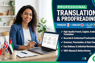 translate and proofread english french and arabic