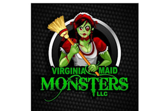 design cartoon virginia maid monsters llc logo