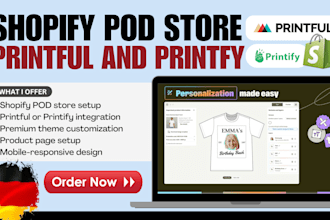 develop shopify print on demand store pod store using printful or printify