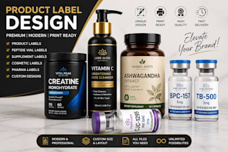 product label design, peptide label and vial label design
