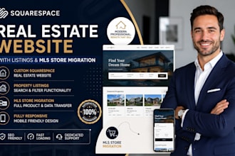 design squarespace real estate website with listings and mls store migration