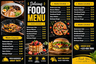 design a restaurant menu and food flyer