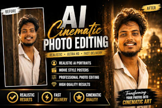 create realistic ai cinematic photo edits, posters and portraits
