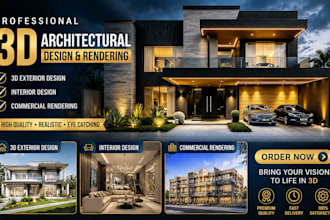 do 3d house exterior design, interior design, 3d commercial rendering