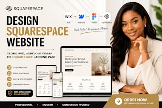 design squarespace website, clone wix, webflow figma to squarespace landing page