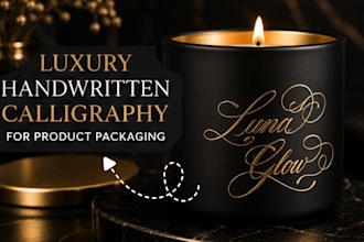 create luxury handwritten calligraphy for product packaging