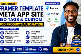 build template framer meta app site seo tag custum pod products automation