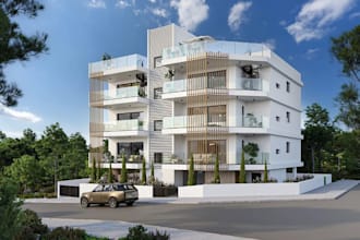 remodel modern apartment building, luxury penthouse render,condo exterior visual