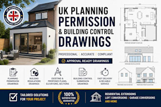 do uk planning permission drawing for building control approval