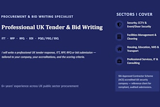 write a professional UK tenders, bid writer, rfp, or itt response