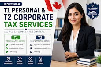 file t1 personal tax return t2 corporate tax and cra filing
