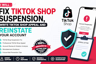 fix tiktok shop suspension, write tiktok shop appeal and reinstate your account