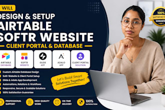 design and setup airtable softr website glide adalo client portal database desig